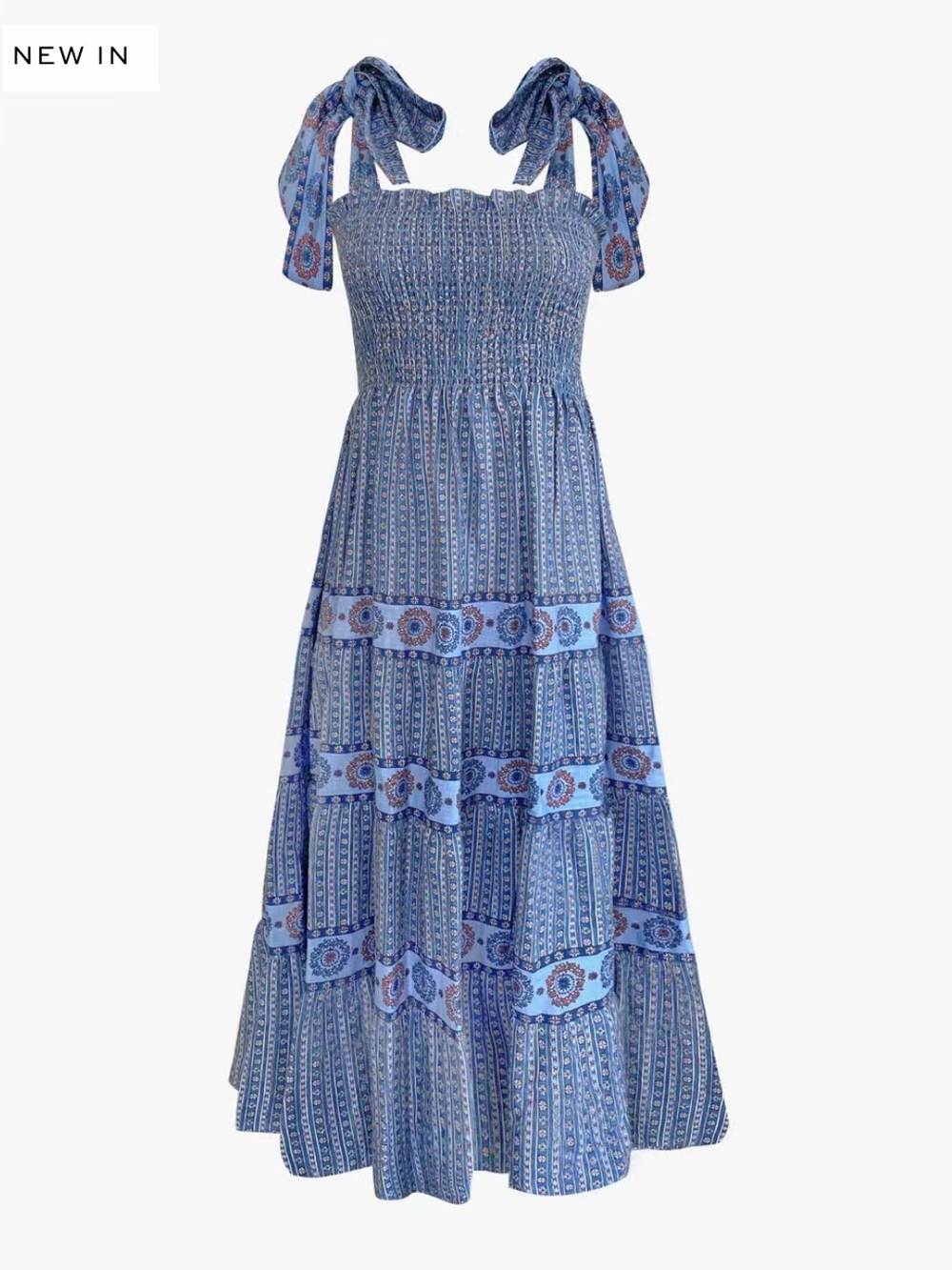 New Hill House Ribbon Ellie Nap Dress in Ticking Geo Stripe Size S